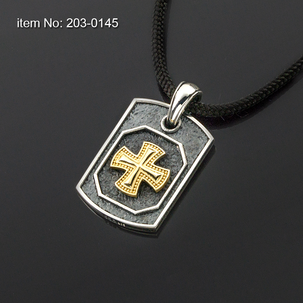 K14 Solid Gold Cross on Sterling Silver Pendant