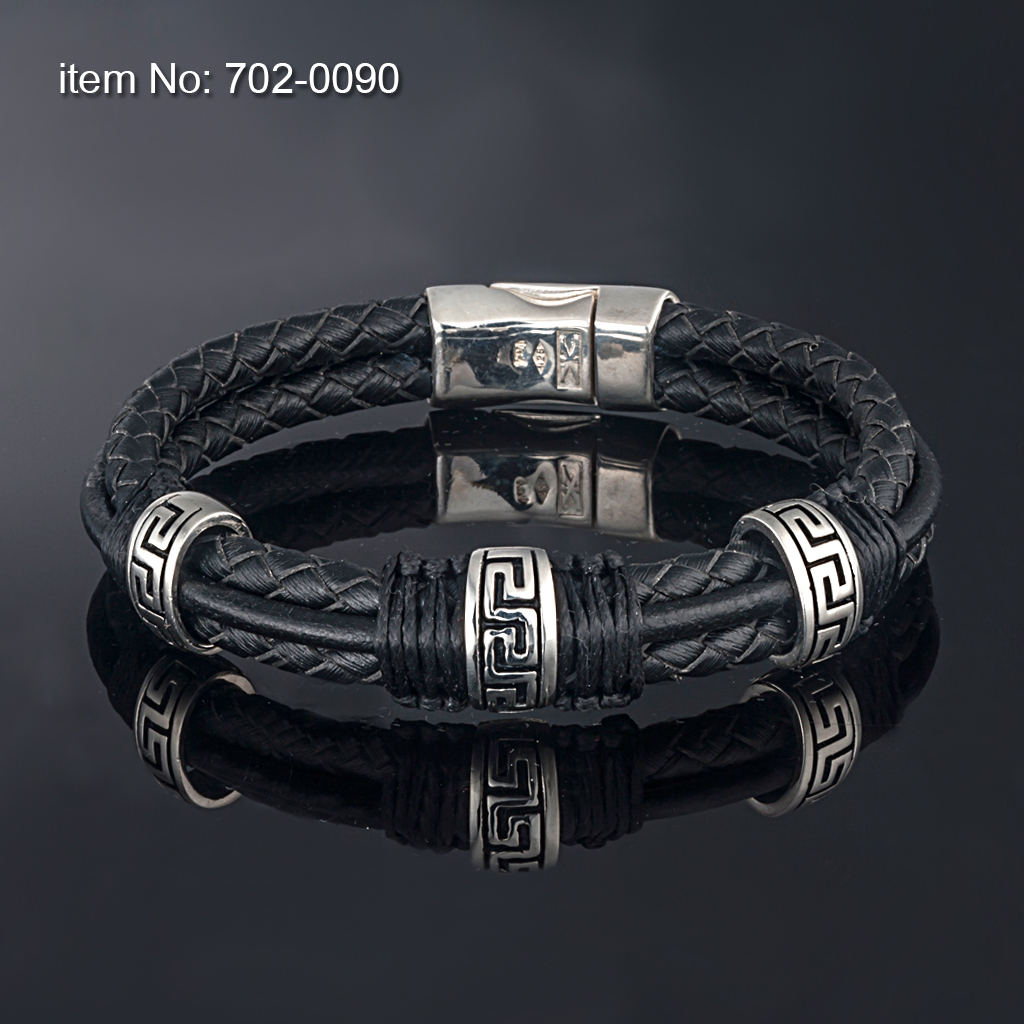 Ασημένιο βραχιόλι με το ελληνικό κλειδί - Πατήστε εδώ για περισσότερα χρώματα -