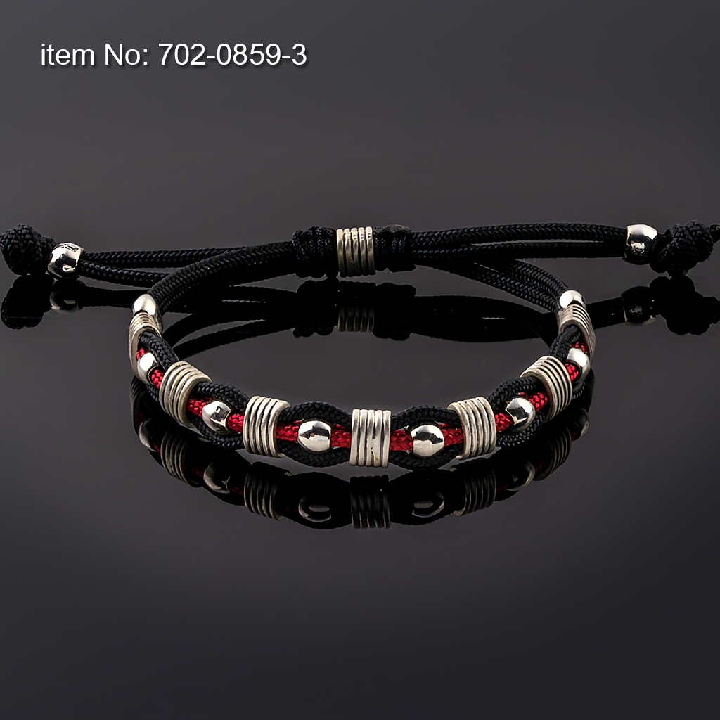 Sterling Silver Bracelet with s-line motif and with paracord core - Click here for more colors -