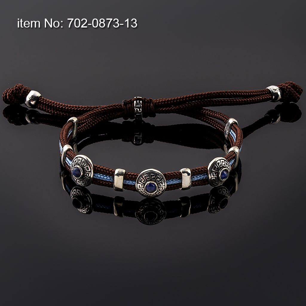 Ασημένιο βραχιόλι με μαίανδρο και paracord κορδόνι - Πατήστε εδώ για περισσότερα χρώματα -