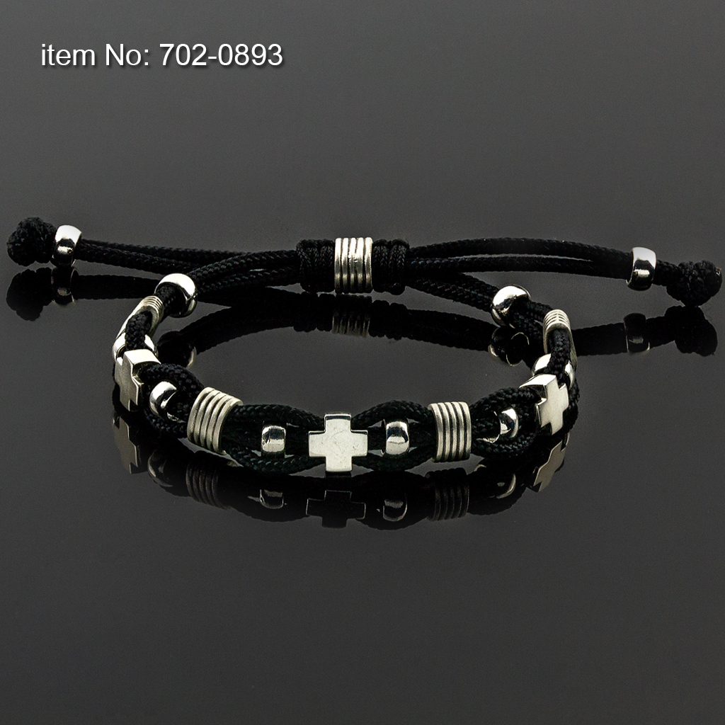 Ασημένιο βραχιόλι με μοτίφ Σταυρούς και με υψηλής ποιότητας συνθετικό paracord - Πατήστε εδώ για περισσότερα χρώματα -