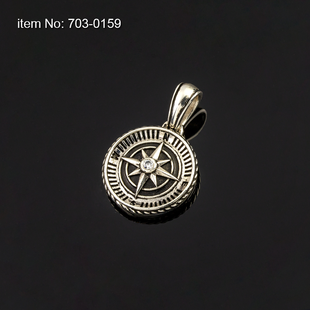 Sterling Silver compass rose Pendant