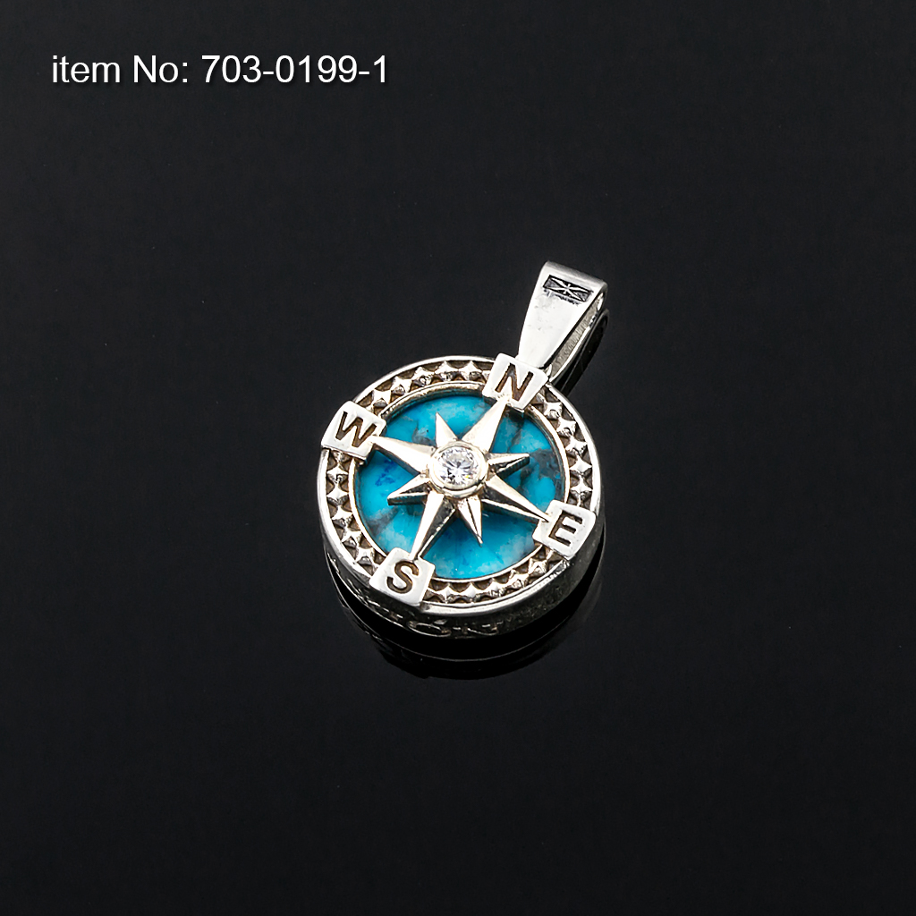 Sterling silver pendant rose with Turquoise