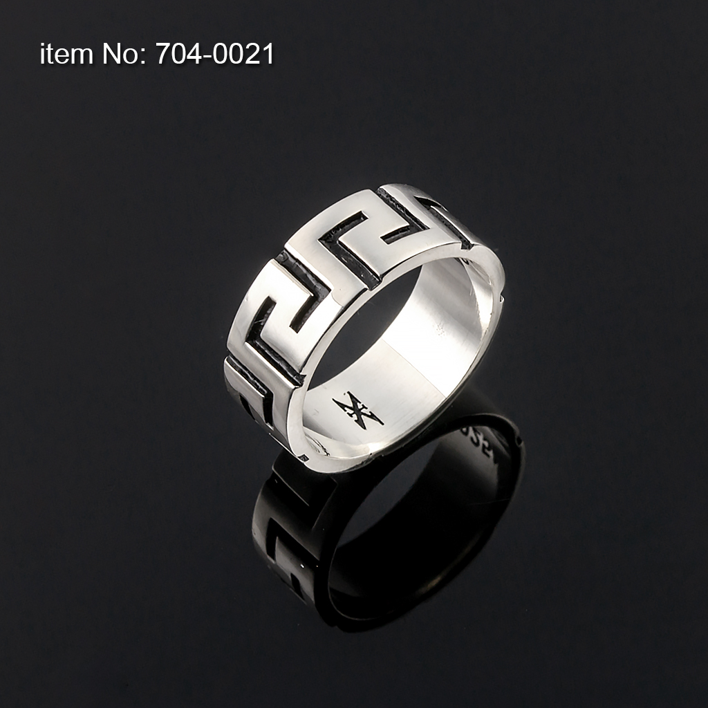 Sterling Silver Greek Key design Ring