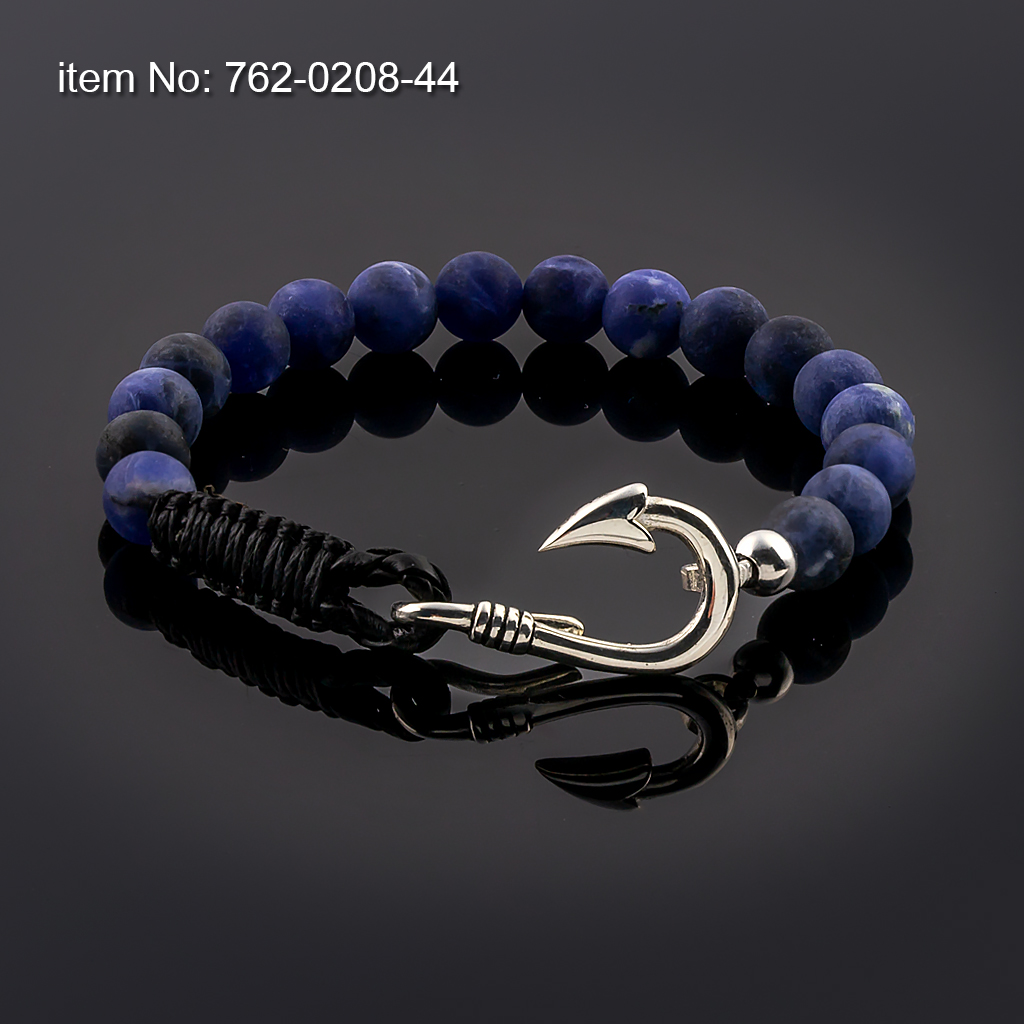 Ασημένιο βραχιόλι 925° με άγκιστρο (6 mm) και με Lapis Lazuli