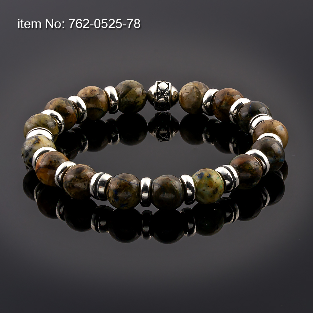 Sterling silver bracelet with thin washers and 10mm Hematite beads
