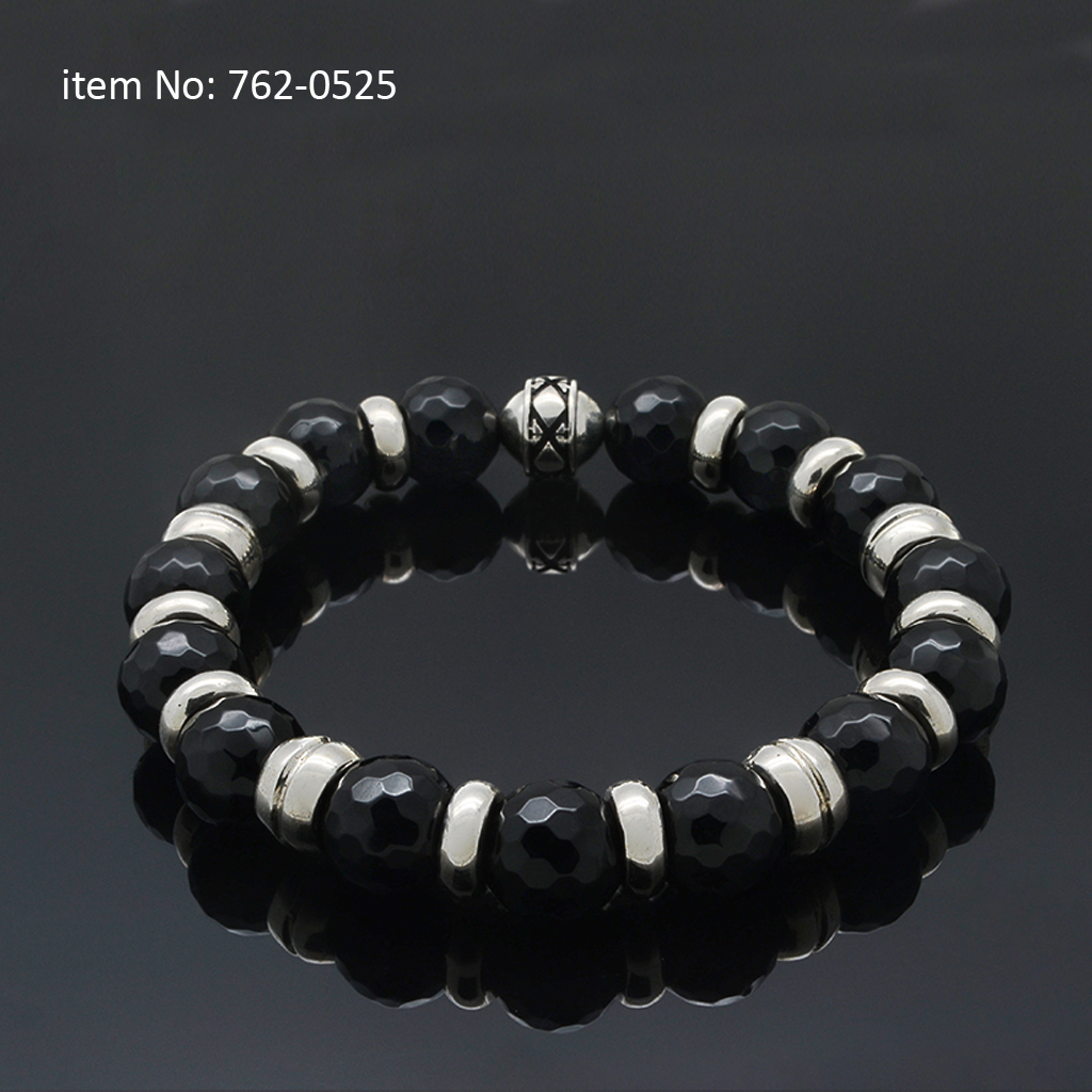 925° Ασημένιο βραχιόλι με 10mm ροδέλες λεπτές και όνυχα ταγιέ