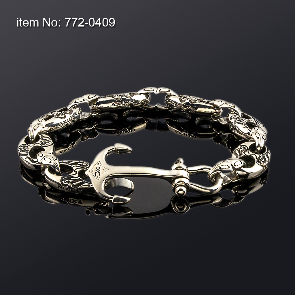 Solid Sterling Silver Bracelet link with anchor (23mm width)