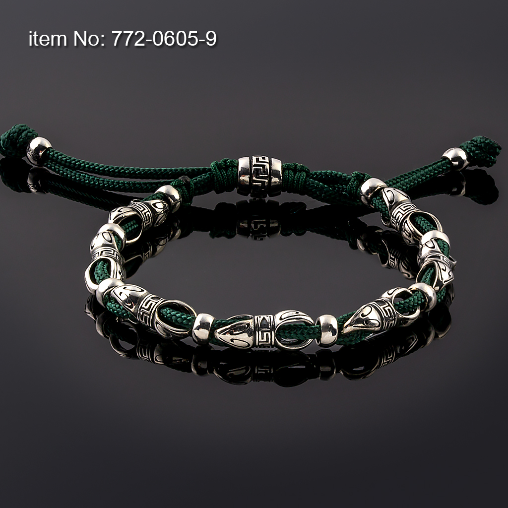 Sterling Silver Link and Cord Bracelet - Click here for more colors -