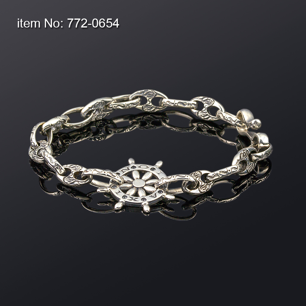 Sterling silver bracelet with helm (25 mm width)