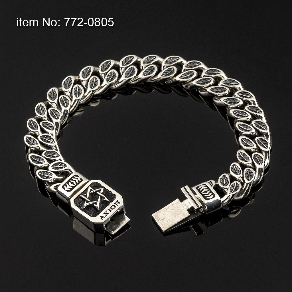 Ασημένιο 925° μασίφ βραχιόλι με υπογραφή AXION και κουβανέζικο σύνδεσμο πλάτους 12 mm