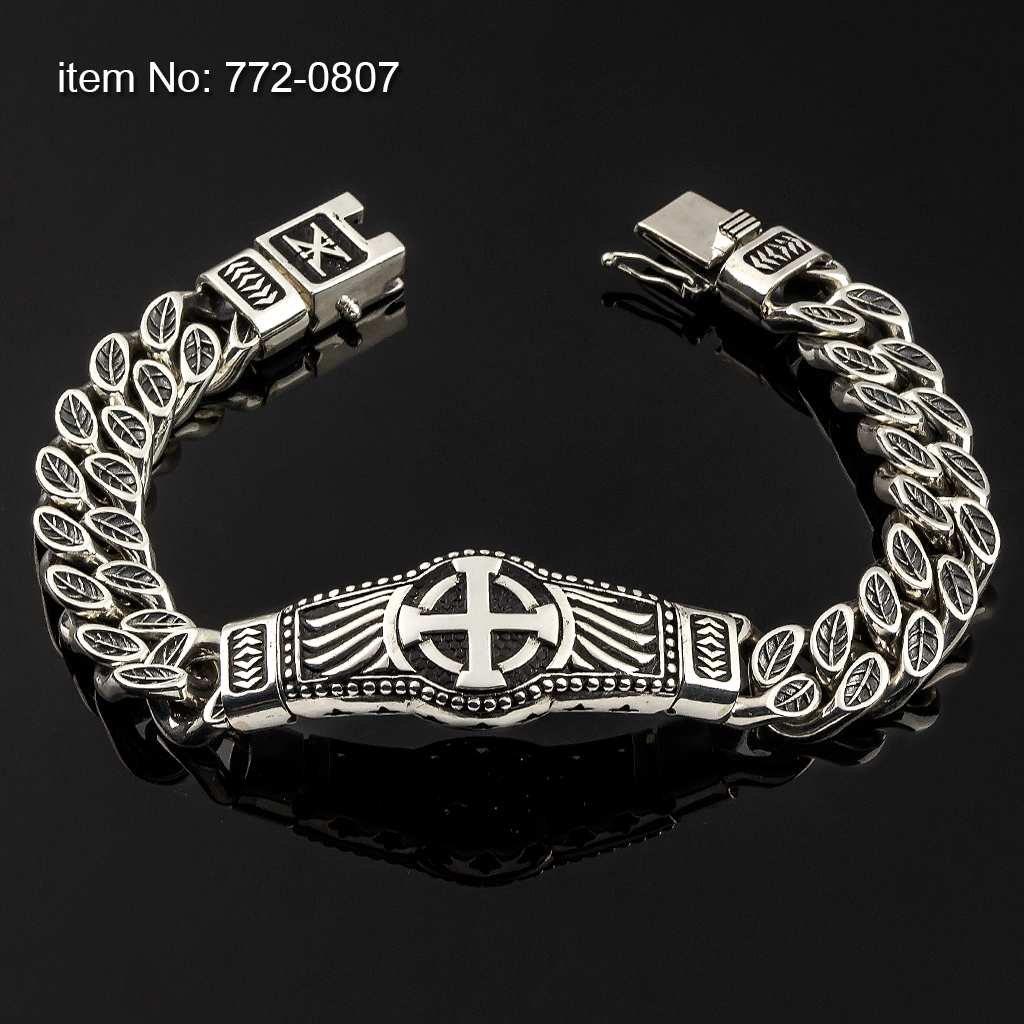 Ασημένιο 925° μασίφ βραχιόλι με υπογραφή AXION και κουβανέζικο σύνδεσμο πλάτους 12 mm