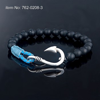 Ασημένιο βραχιόλι 925° με άγκιστρο (6 mm) και με μαύρο όνυχα 21_762-0208-3n