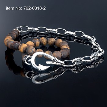 Ασημένιο βραχιόλι 925° με άγκιστρο (8 mm) και με διπλή σειρά από αλυσίδα - Πατήστε εδώ για περισσότερα χρώματα - 31_762-0318-2n