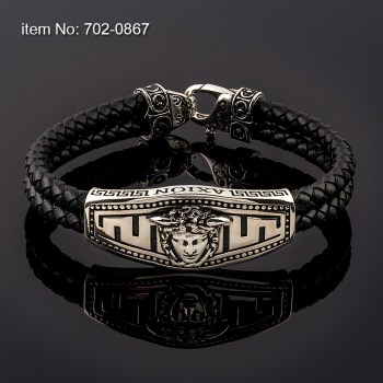 Ασημένιο βραχιόλι με σχέδιο Μαίανδρο και μέδουσα 702-0867n