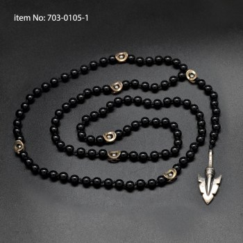 925° Ασημένιο Μασιφ Κολίε βέλος με χειροποίητο ροζάριο όνυχα 703-0105-1