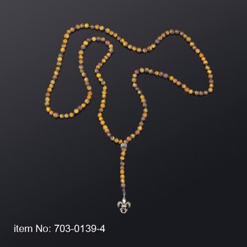 925° Ασημένιο Κολιέ Fleurs de lis με μάτι του τίγρη 4 mm 703-0139-4n