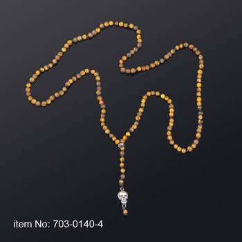 925° Ασημένιο Κολιέ Skull με μάτι του τίγρη 4 mm 703-0140-4n