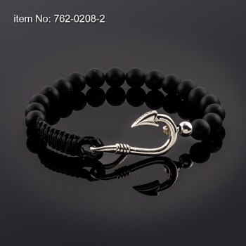 Ασημένιο βραχιόλι 925° με άγκιστρο (6 mm) και με Black Onyx 762-0208-2n