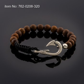 Ασημένιο βραχιόλι 925° με άγκιστρο (6 mm) και με Tiger Eye 762-0208-320n