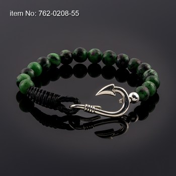 Ασημένιο βραχιόλι 925° με άγκιστρο (6 mm) και με Hematite 762-0208-55n