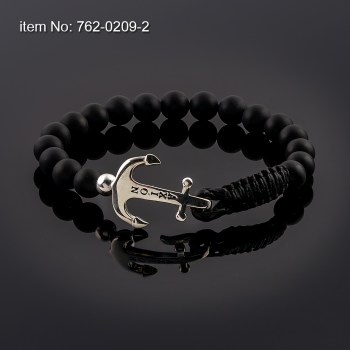 Ασημένιο βραχιόλι 925° με άγκυρα (6 mm) και με Black Onyx 762-0209-2n