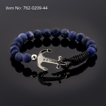 Ασημένιο βραχιόλι 925° με άγκυρα (6 mm) και με Lapis Lazuli 762-0209-44n