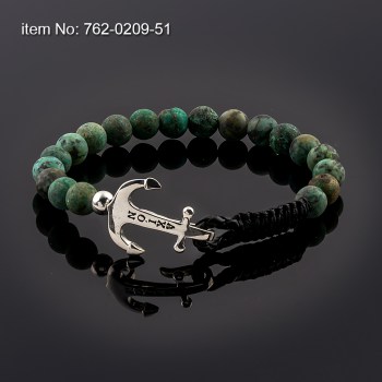 Ασημένιο βραχιόλι 925° με άγκυρα (6 mm) και με Hematite 762-0209-51n