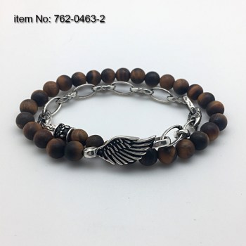 925°Ασημένιο Βραχιόλι με μοτίφ και διπλή αλυσίδα σε 8 mm - Πατήστε εδώ για περισσότερα χρώματα - 762-0463-2n