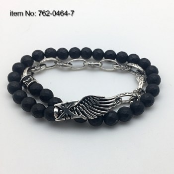 925°Ασημένιο Βραχιόλι με μοτίφ και διπλή αλυσίδα σε 8 mm - Πατήστε εδώ για περισσότερα χρώματα - 762-0464-7n